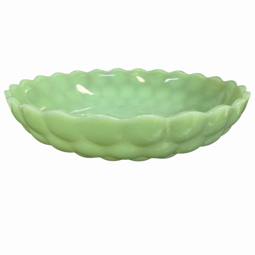 Vintage 1950s Fire King | Anchor Hocking Jadeite Green Bubble Serving Bowl 8.5"